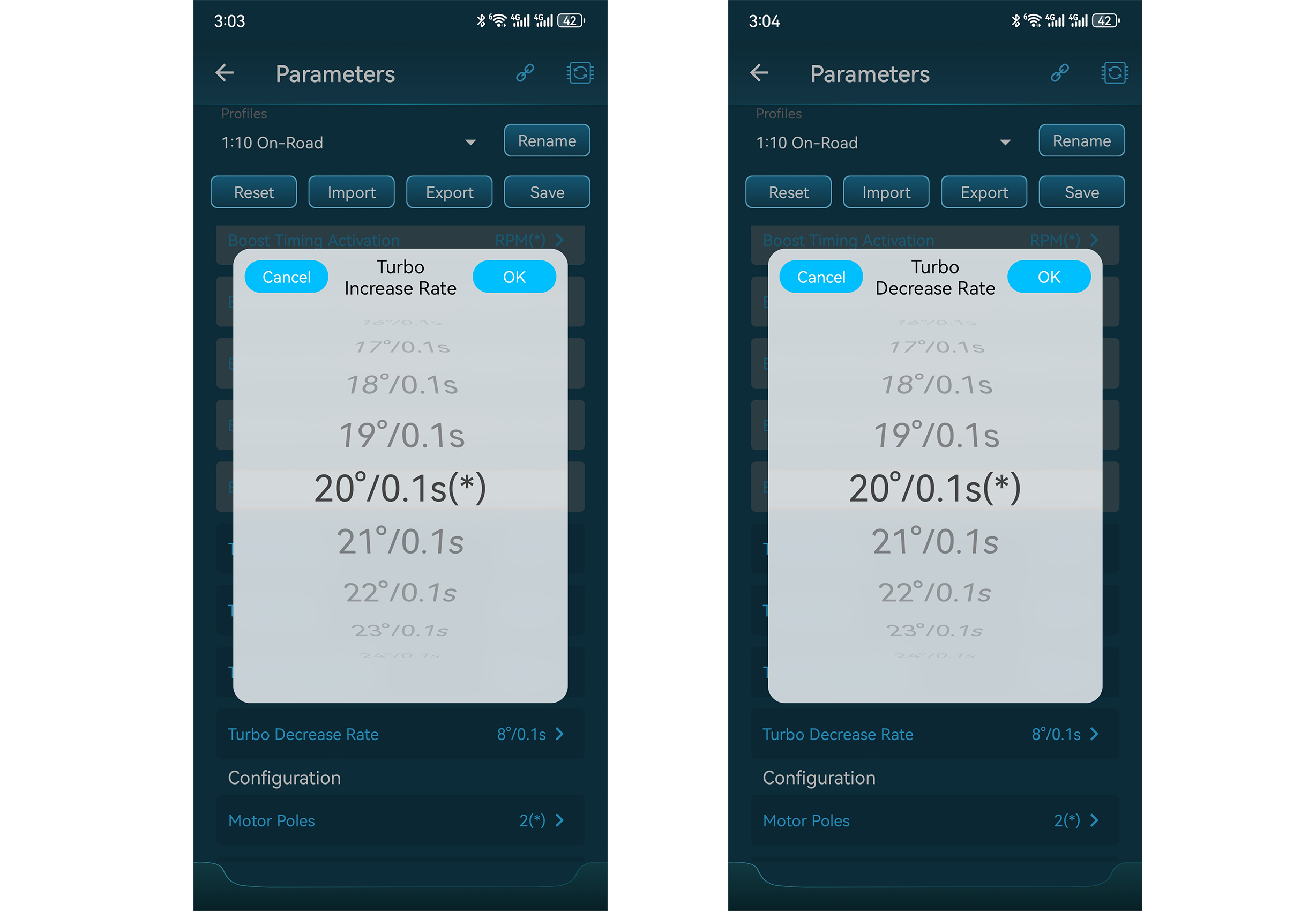 HOBBYWING HW Link V2 App Turbo Increase Speed/Turbo Decrease Speed